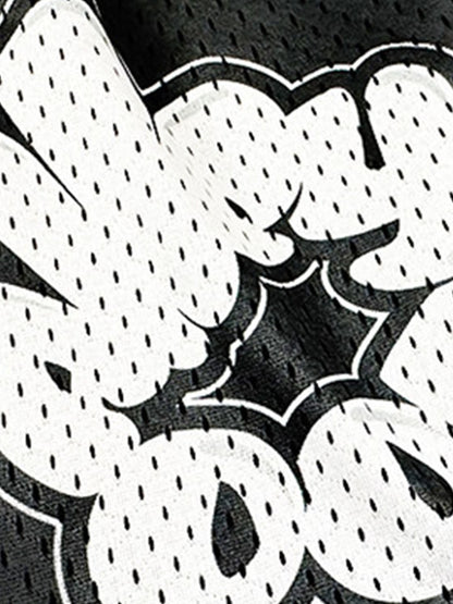 Abstract Letter Graphic Athletic Shorts 
