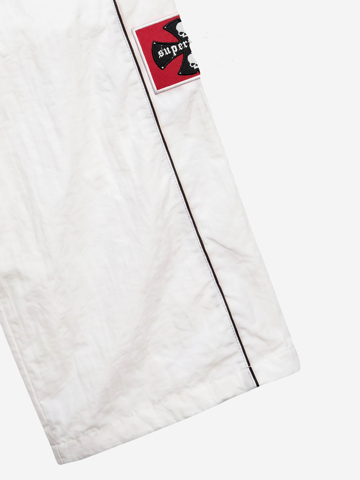 Color Block Embroidered Foldover-Waist Drawstring Track Pants