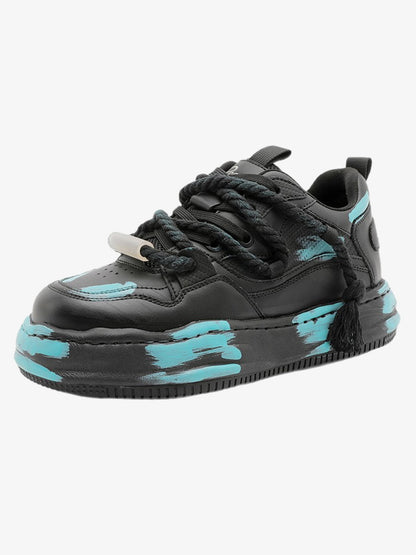 Trendy High-Top Sneakers with Unique Splash Design for Casual Wear 