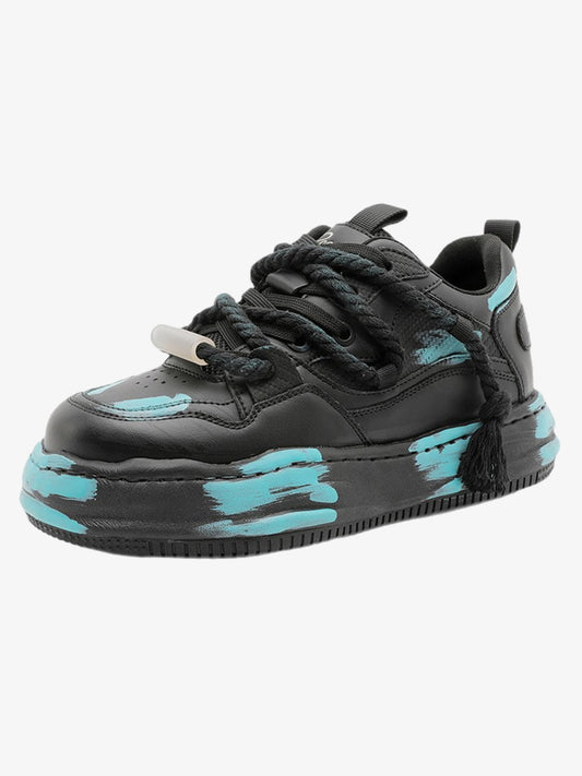 Trendy High-Top Sneakers with Unique Splash Design for Casual Wear 