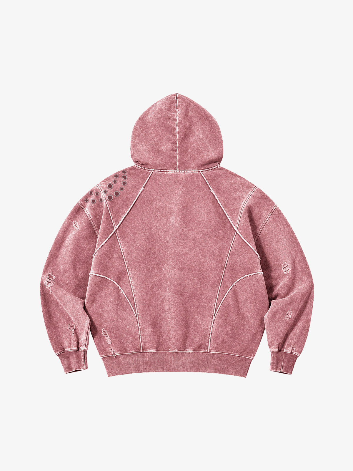 Washed Eyelet Distressed Hoodie & Curved-Leg Sweatpants Set