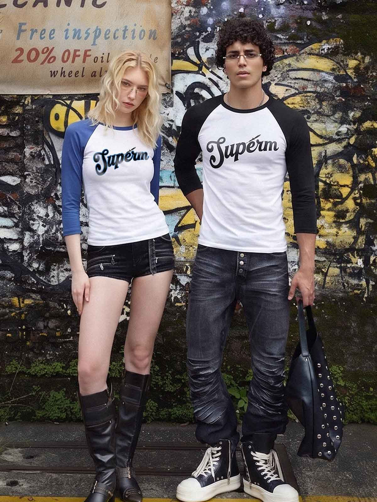 Logo Graphic Tailored-Fit 5/8 Raglan Sleeve Top
