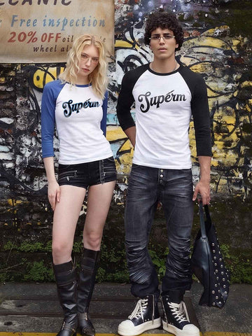 Logo Graphic Tailored-Fit 5/8 Raglan Sleeve Top