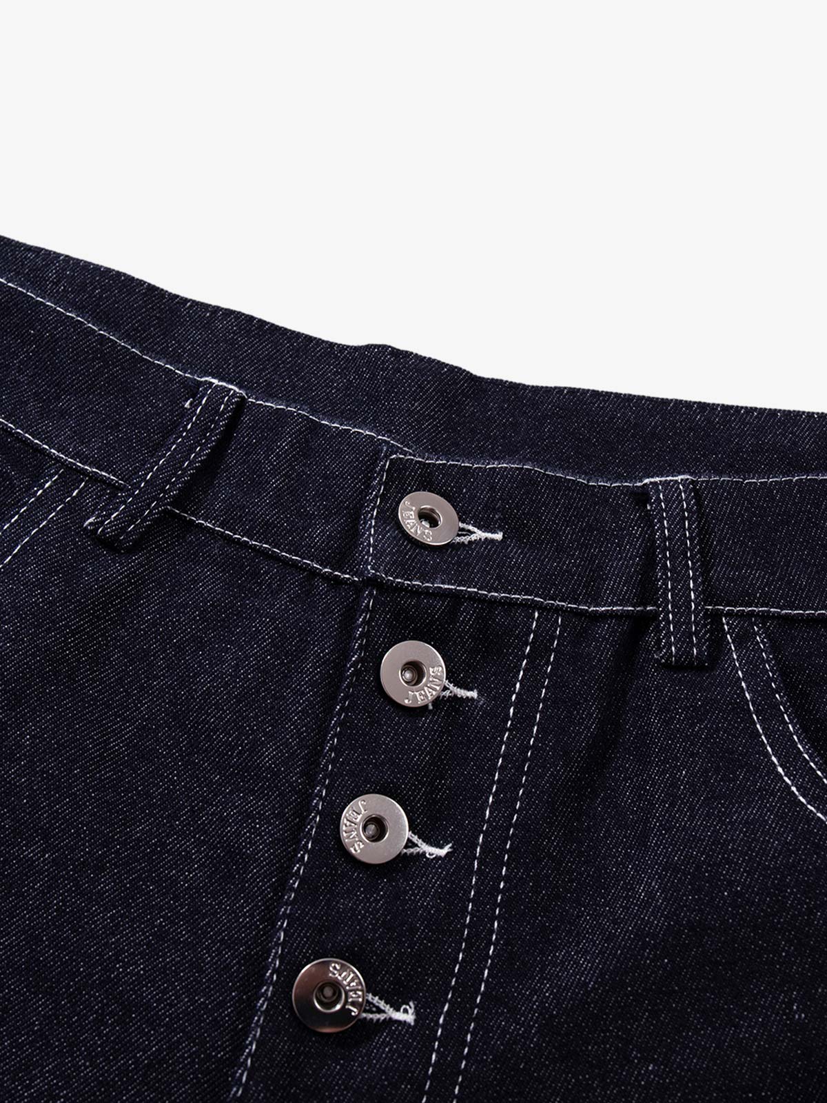 Dark Graphic Multi-Button Jeans