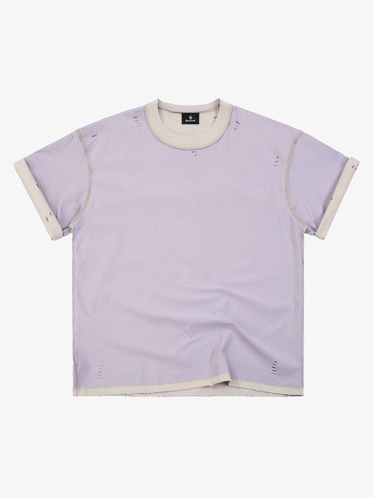 "OK" Patch Color-Block Ripped Reversible T-Shirt 