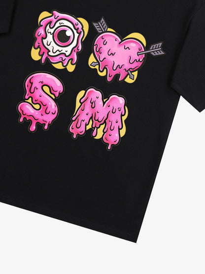 Thesupermade eyeball and love graffiti declaration T-shirt 