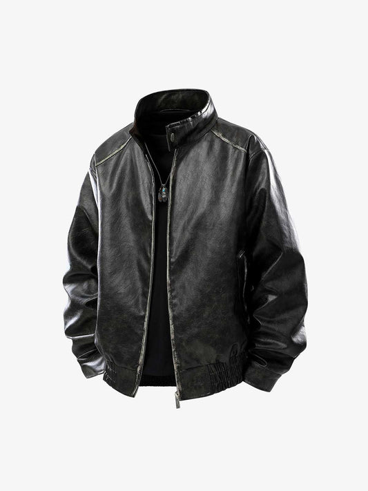 Stylish Velvet Bomber Jacket with Leather Collar for Men 