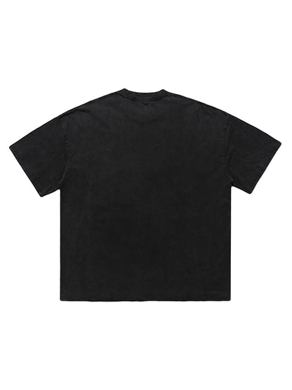 Street Washed Portrait Print T-shirt 