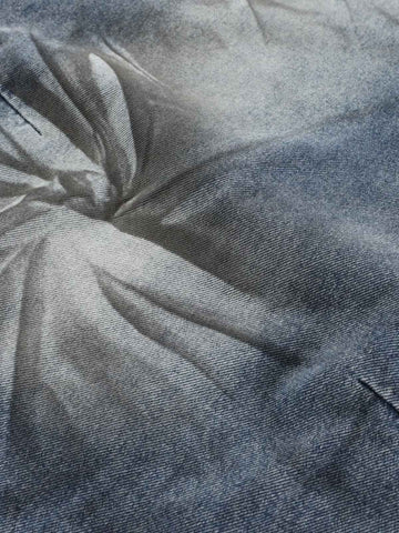 Wrinkle Effect Print Wide Leg Denim Jeans 