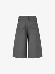 Double-Waist Pleated Cropped Trousers