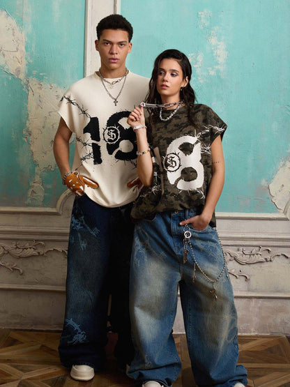 Supermade Camouflage Thorn Print Sleeveless T-Shirt 