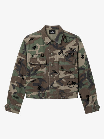 Anti-War Graphic Camo Jacket