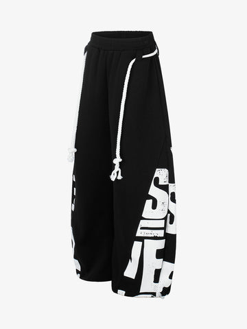 Streetwear Graffiti Drawstring Baggy Sweatpants