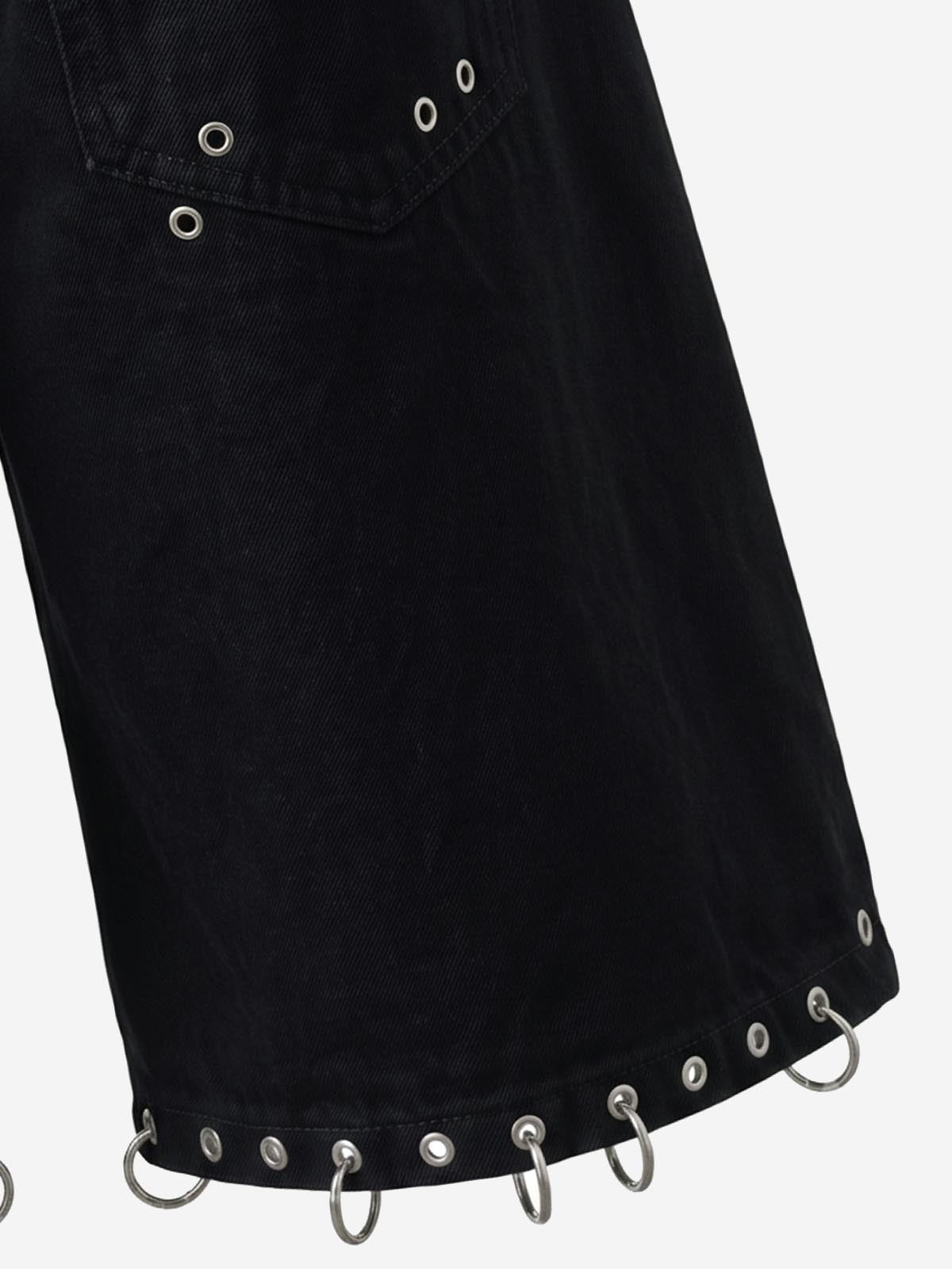 Scorpion Embroidered Eyelet Bermuda Denim Shorts