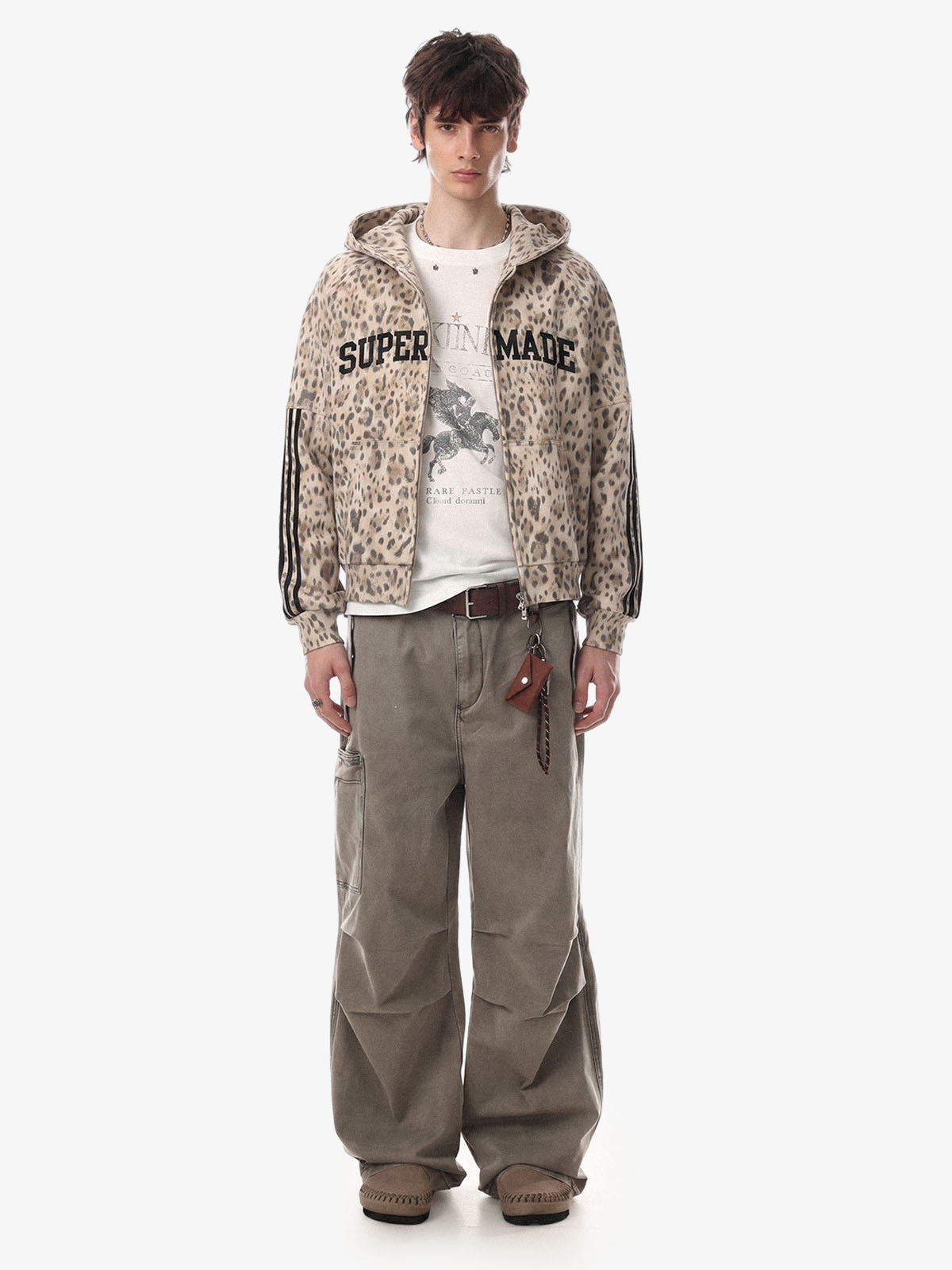 Leopard Graphic Stand-Collar Zip Jacket