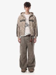 Leopard Graphic Stand-Collar Zip Jacket