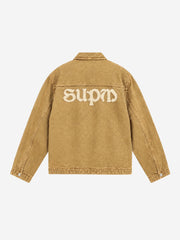 Scorpion Embroidered Washed Distressed Denim Jacket