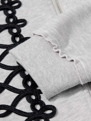 Napoleon Cord Embroidery Boxy Zip-Up Hoodie