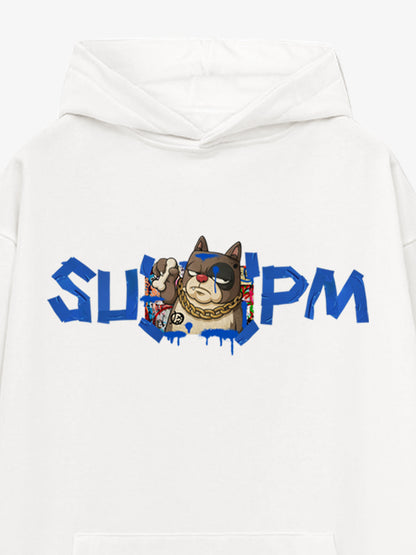 SUPM Cartoon Gold Chain Dog Head Pattern T-shirt 