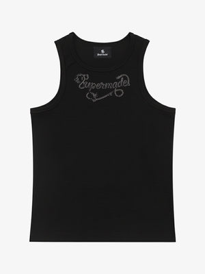 Cotton-blend black, white and gray vest with scorpion embroidered logo and deformed logo print 