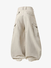 Curved-Hem Baggy Cargo Pants 
