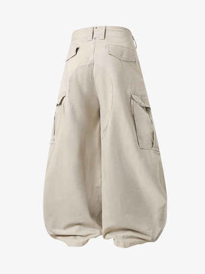Curved-Hem Baggy Cargo Pants 