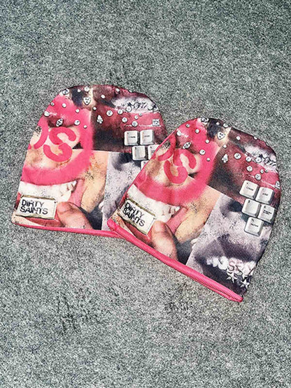 Patchwork Graphic Knit Beanie