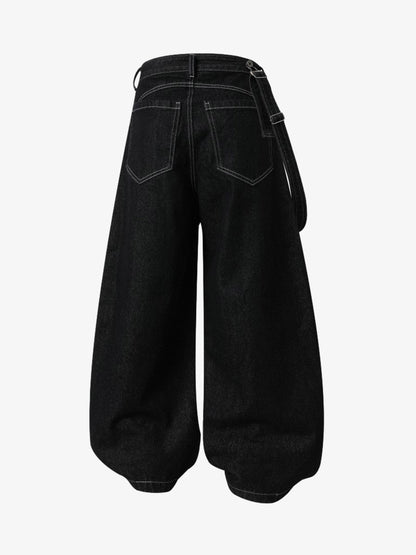 Detachable One-Shoulder Denim Overalls 