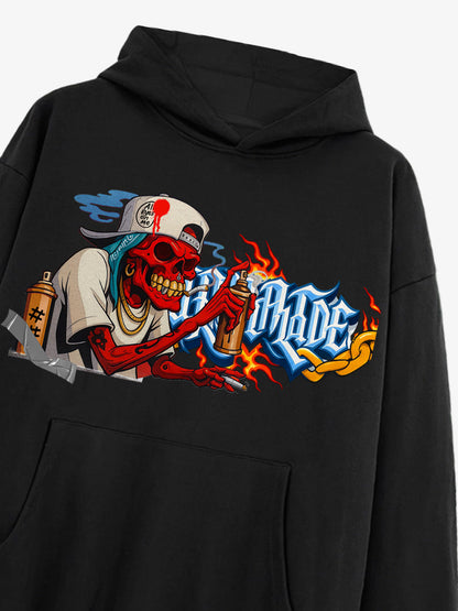 Thesupermade Street Skull Graffiti Artist Hooded Sweatshirt 