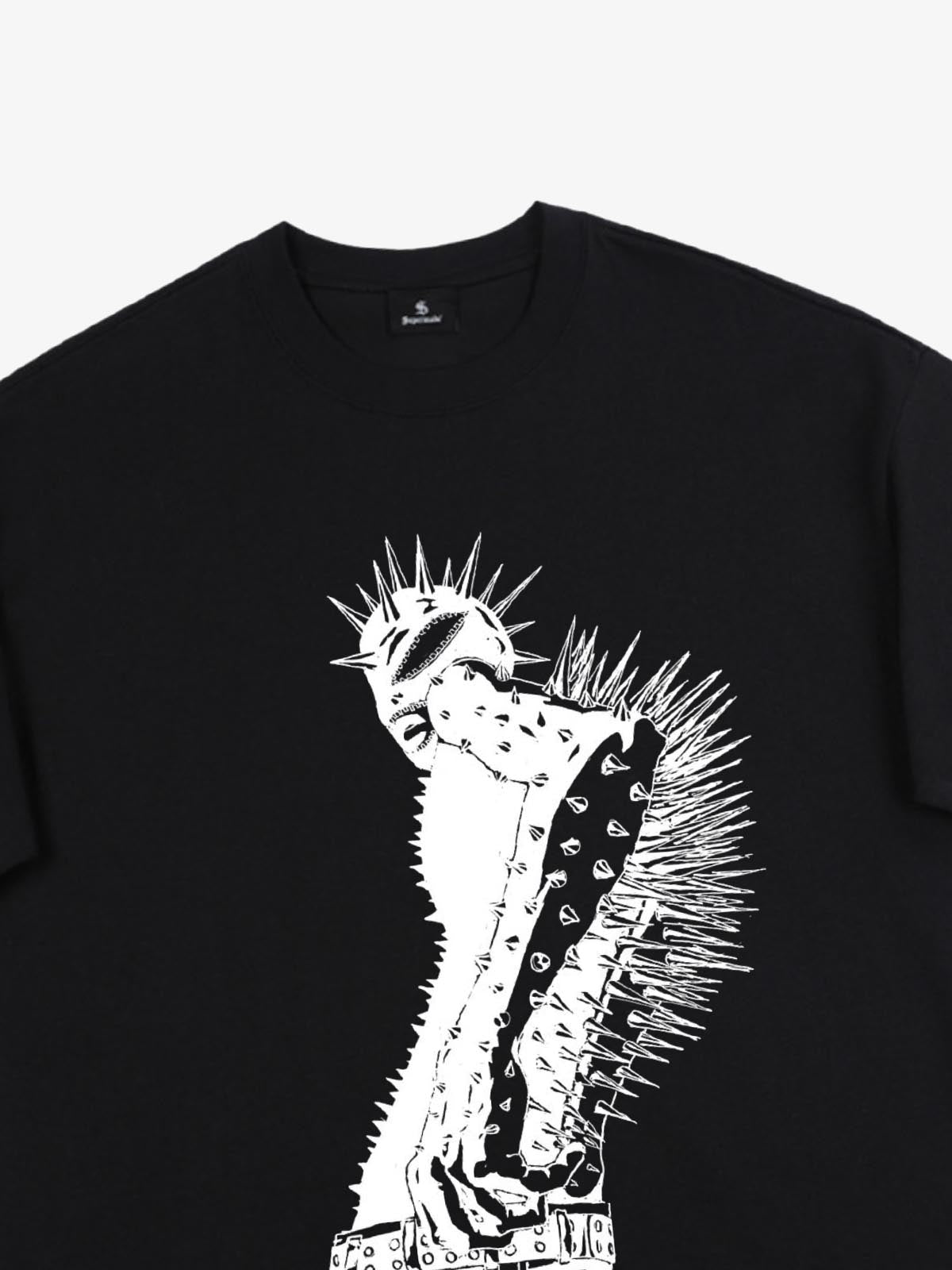 Punk Spiked Graphic T-Shirt 