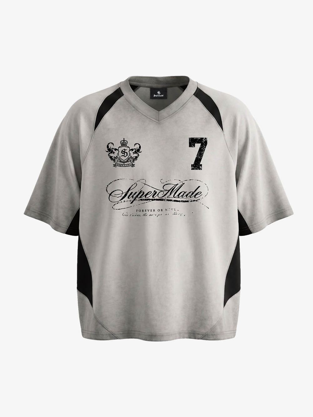 Faux Suede Panel Graphic T-Shirt 
