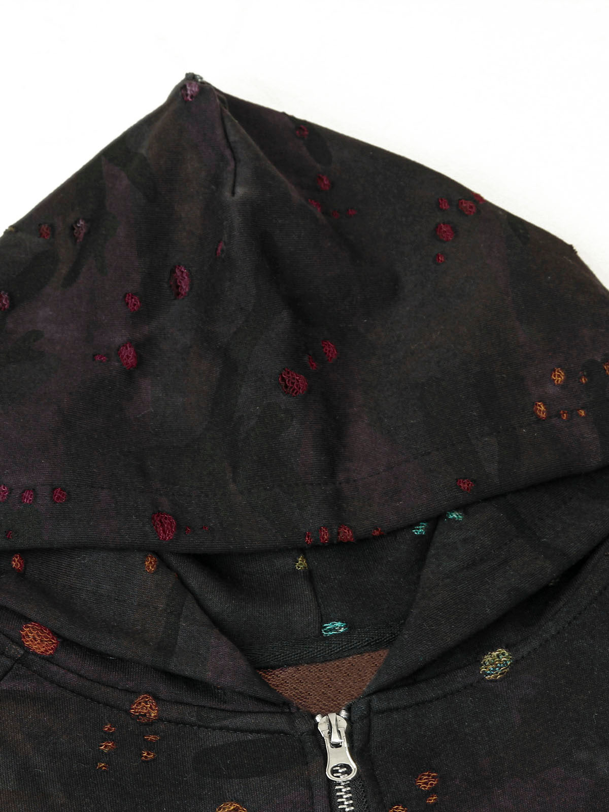 Thesupermade Washed Distressed Zipper Hooded Jacket 