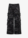 Dark Camo Cargo Pants with Skull Rivet Detail