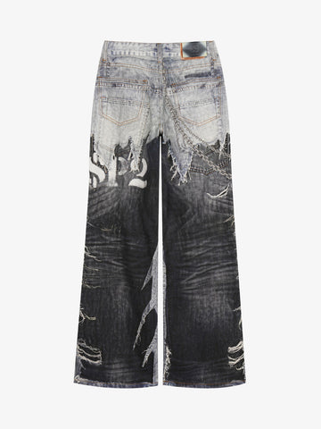Jean baggy à jambes larges style punk