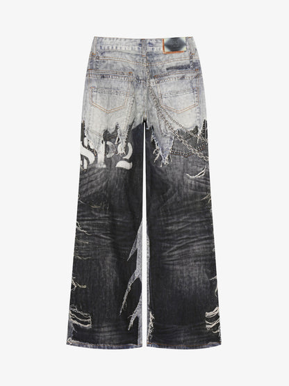 Jean baggy à jambes larges style punk