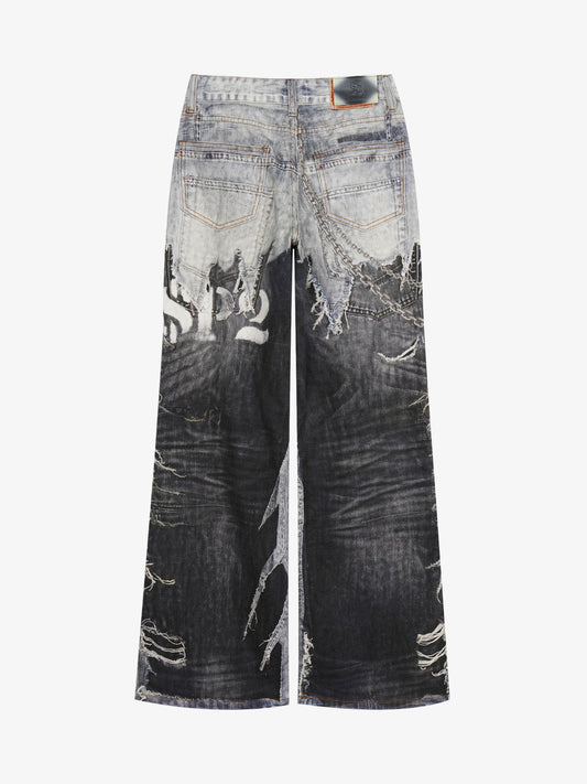 Punk-Style Baggy Wide-Leg Jeans