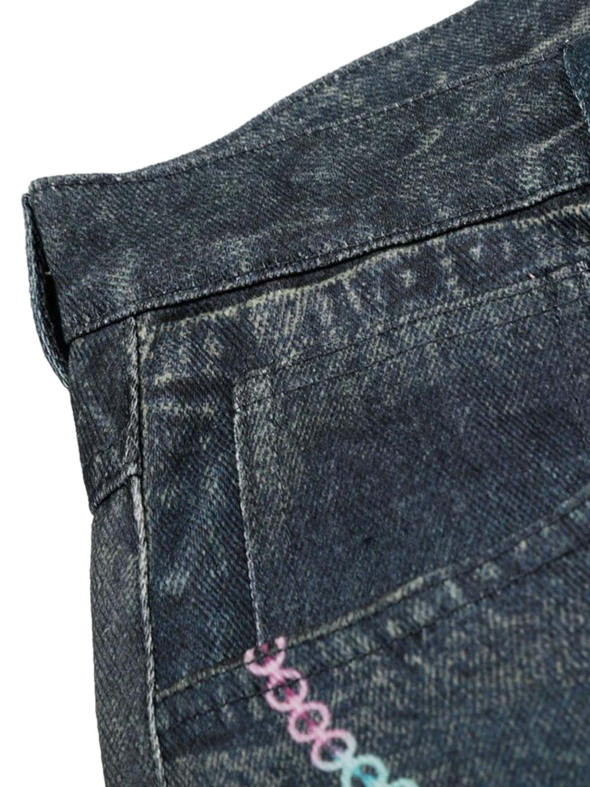 Embellished Chain Denim Shorts