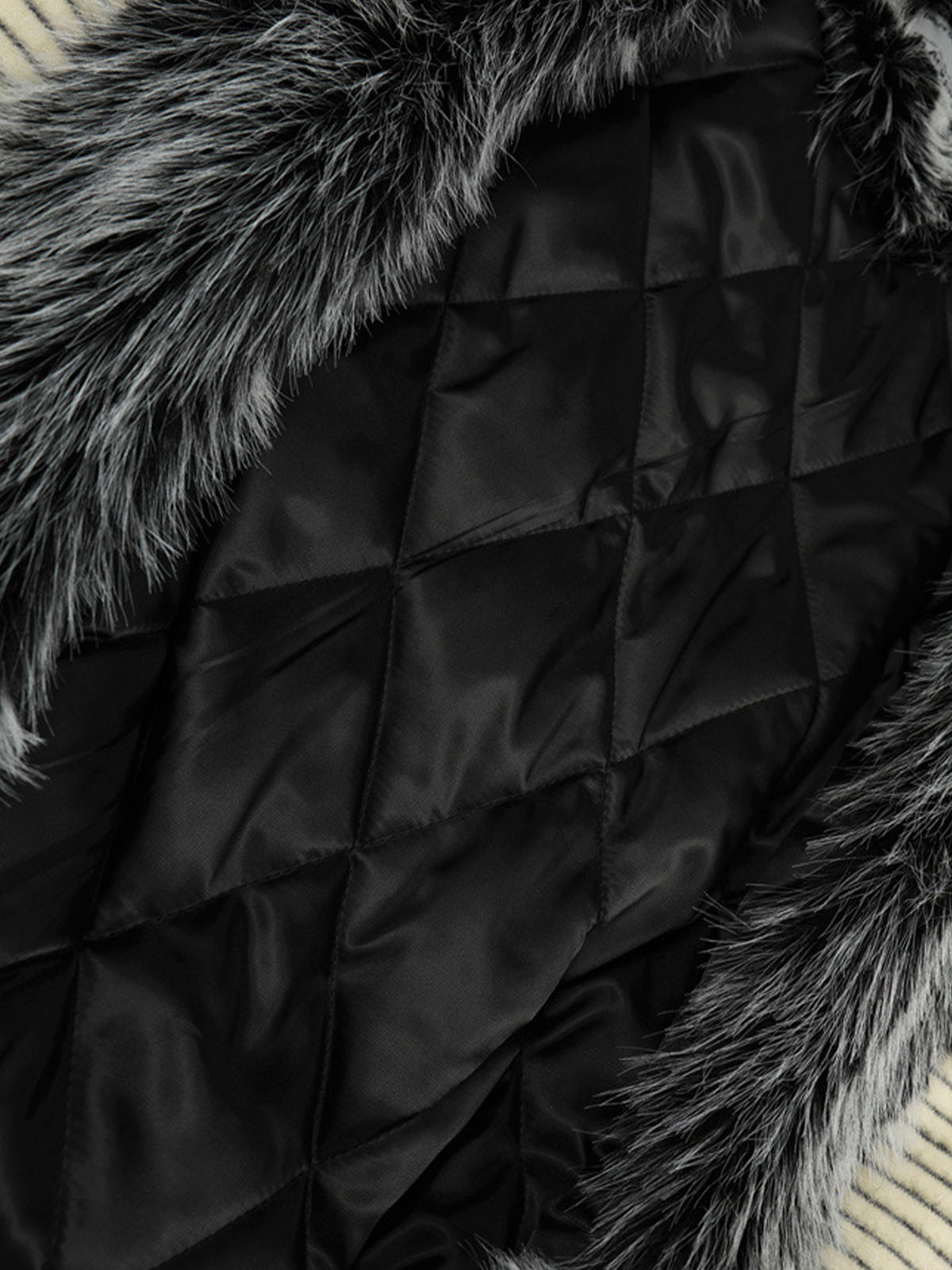 Striped Hooded Jacket with Faux Fur Trim for Winter and Fall 