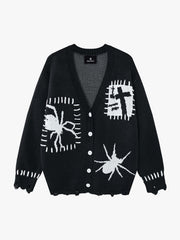 Cross Spider Jacquard Knit Sweater; Black / M, Black / L, Black / XL, Black / 2XL