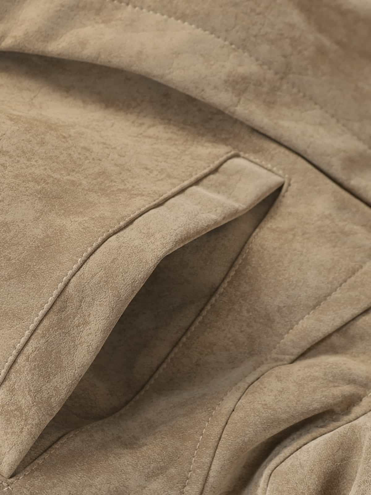 Retro Suede Texture Zip-Up Bomber Jacket 