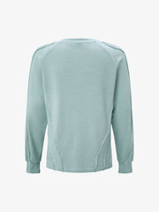 Heavyweight Washed Distressed Raw-Edge Long Sleeve Tee; Green / M, Green / L, Green / XL