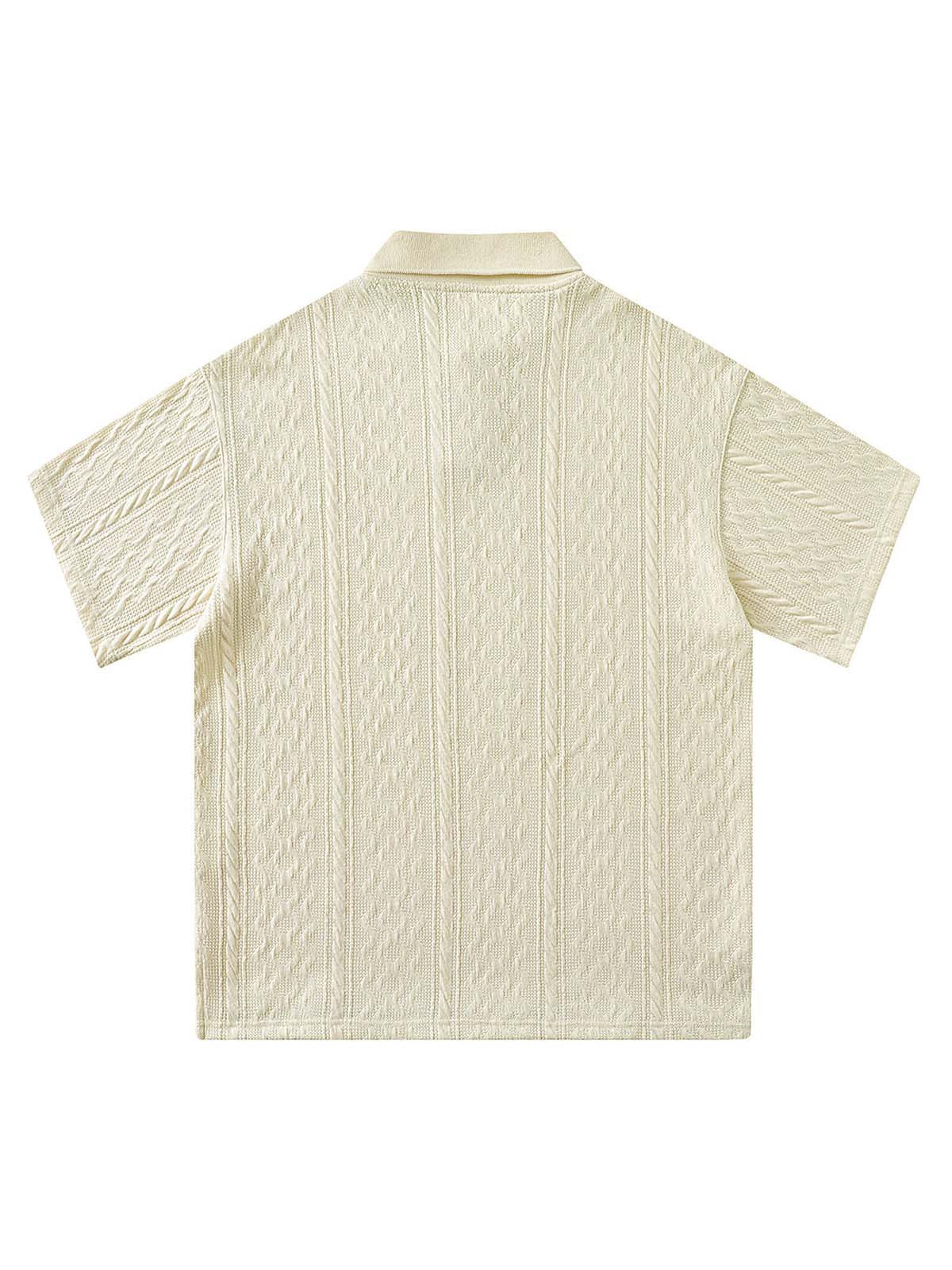 Vintage Print Lapel Short Sleeve Polo Shirt 