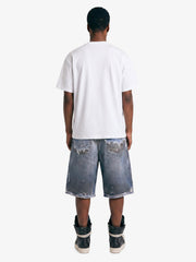 Retro Deconstructed Denim Shorts 