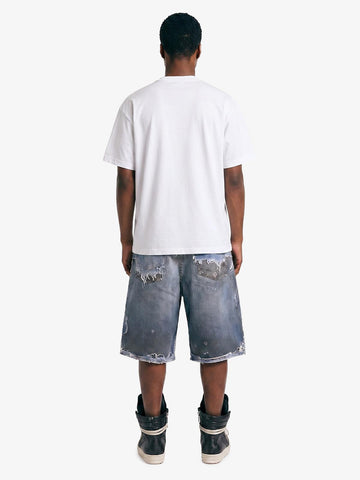 Retro Deconstructed Denim Shorts 