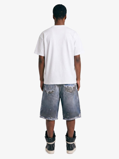 Retro Deconstructed Denim Shorts 