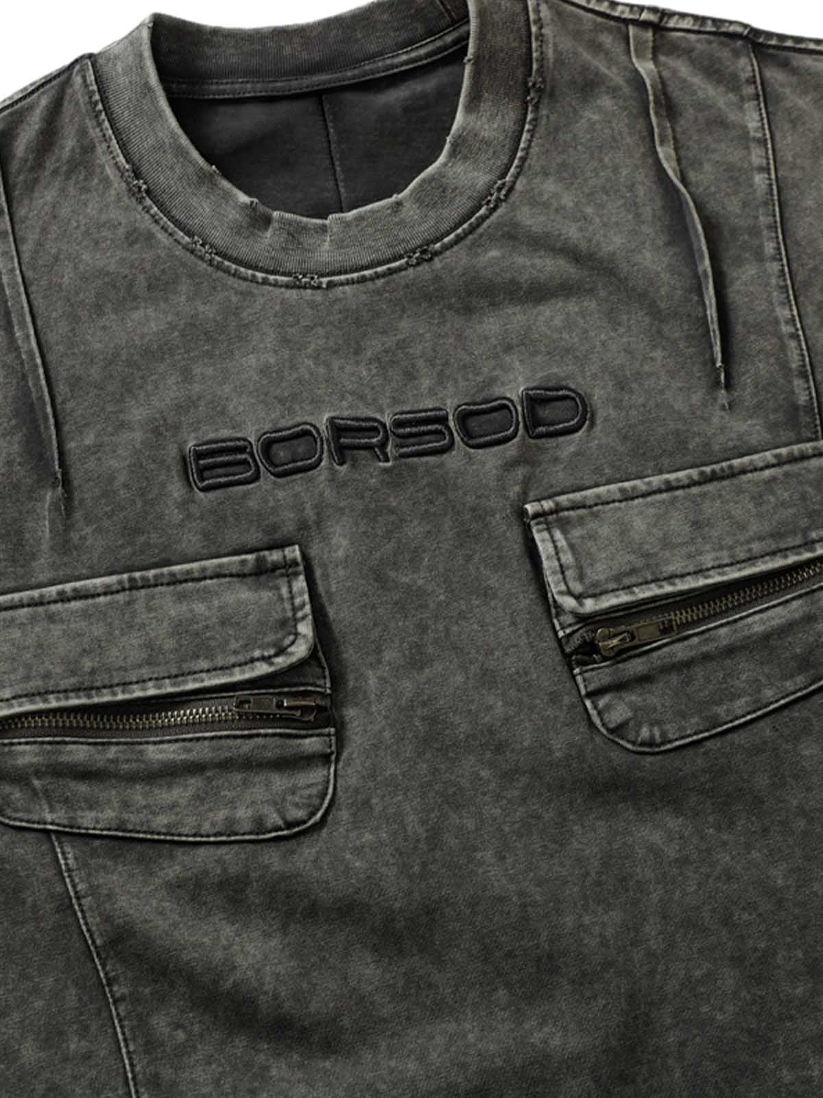 Vintage Washed Multi-Pocket T-Shirt