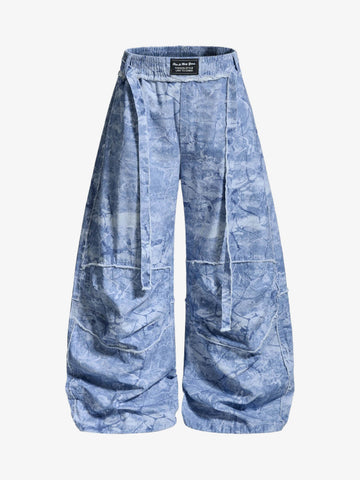 Tie-Dye Drawstring Wide-Leg Pants