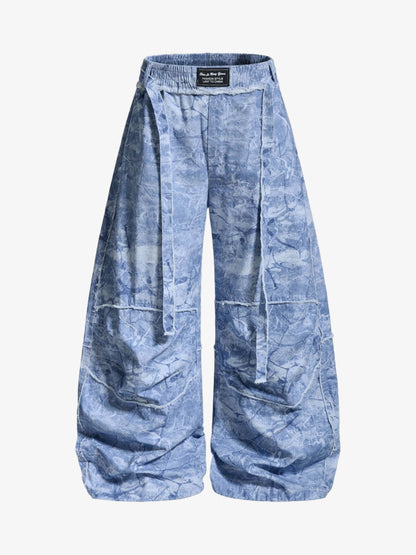 Tie-Dye Drawstring Wide-Leg Pants