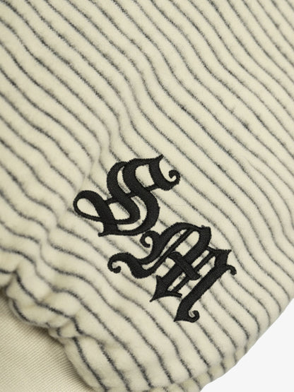 Striped Hooded Jacket with Faux Fur Trim for Winter and Fall 