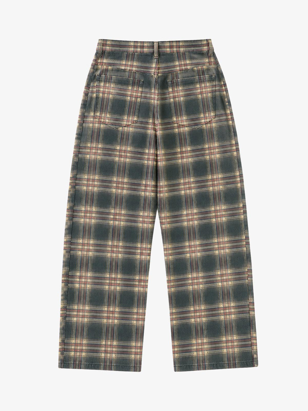 All-Over 3D Plaid Graphic Straight-Leg Jeans